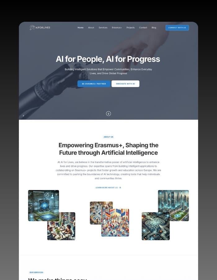 Multi-page website for aiforlives.com