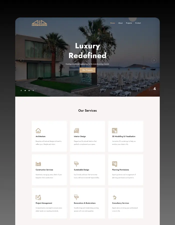Multi-page website for architectural design company AsaNorms